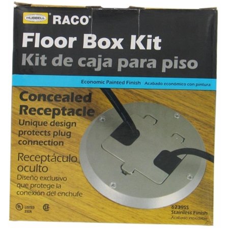 HUBBEL ELECTRIC RACO Stainless Steel Concealed Receptacle Floor Box Kit HU309986